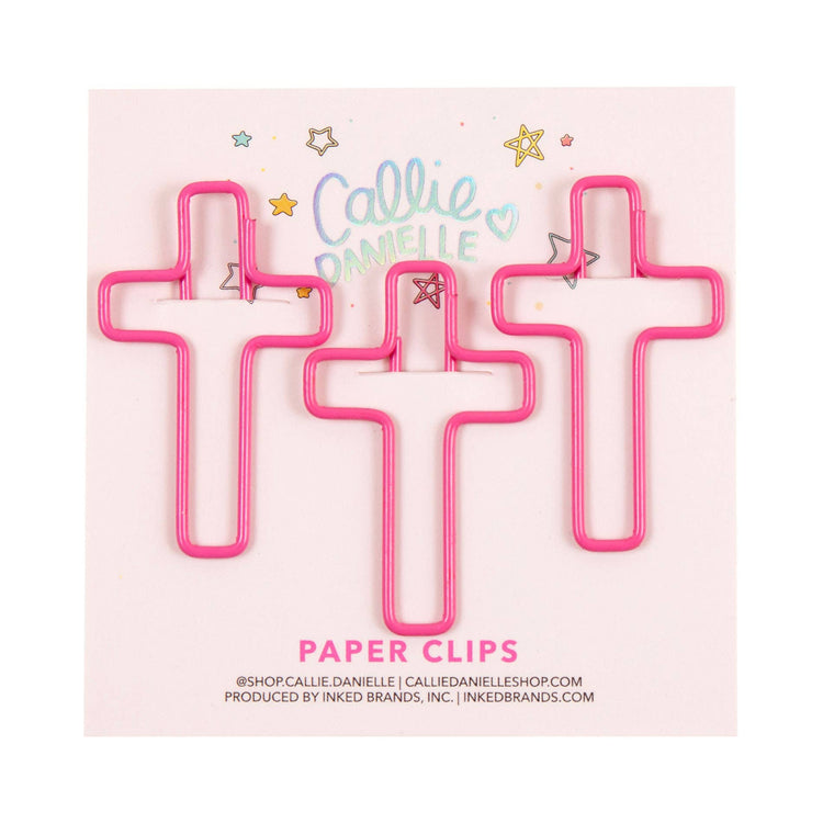 Pink Cross Paperclips