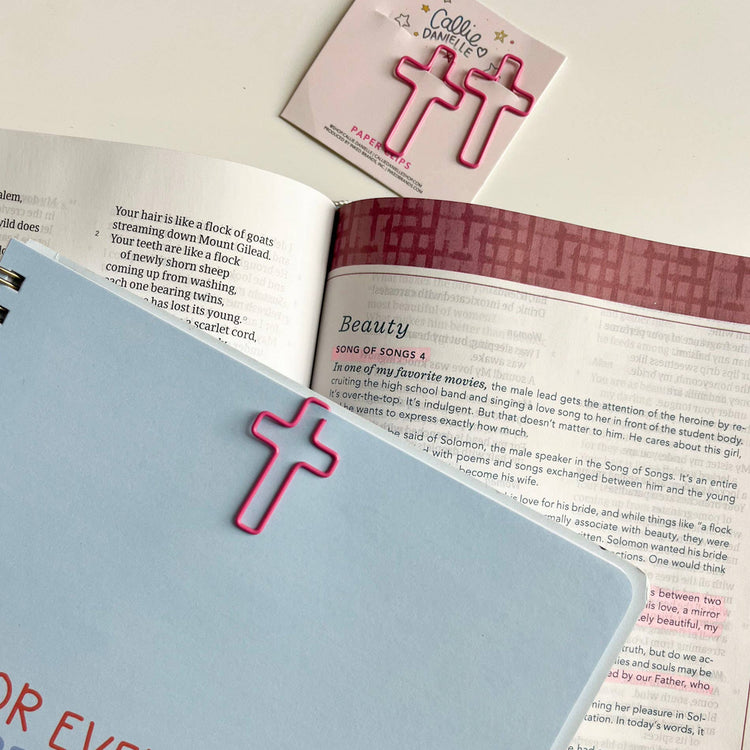 Pink Cross Paperclips