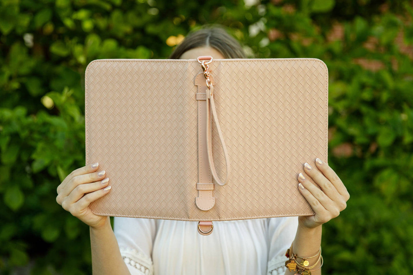 Blush Crossbody Weave Bible Case