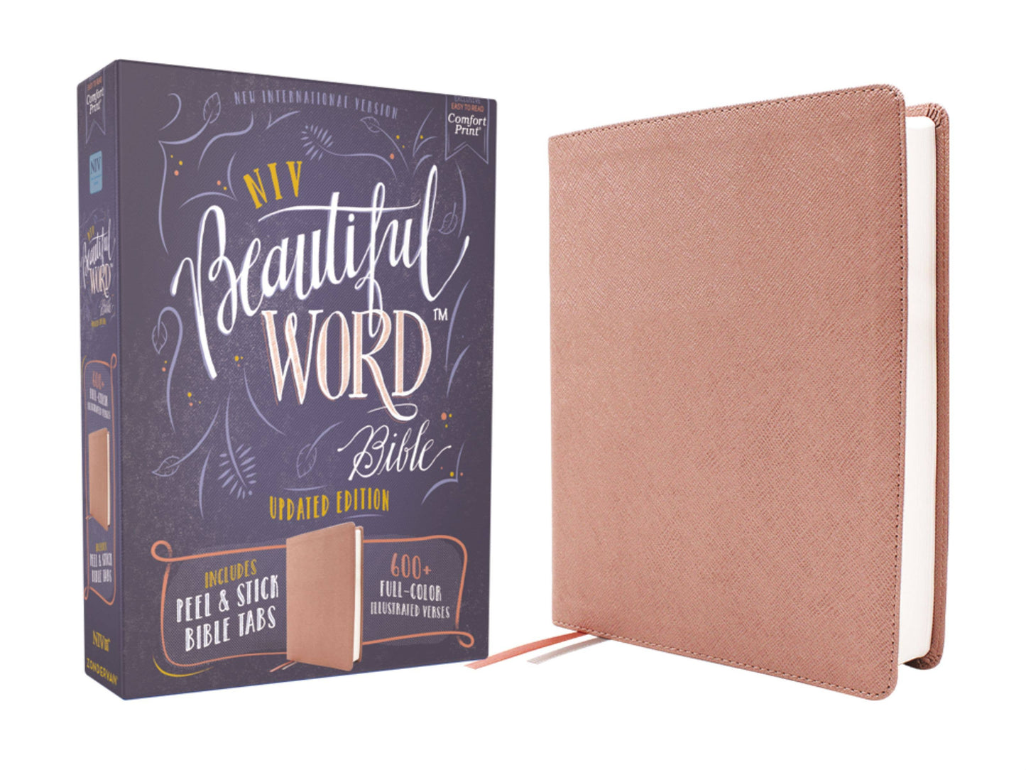 NIV Beautiful Word Bible Peel/Stick Tabs Leathersoft Pink