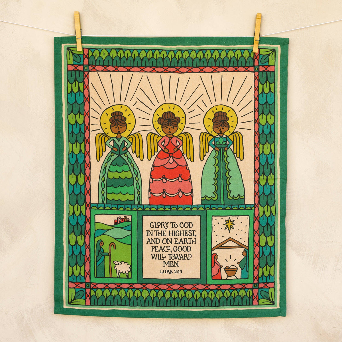 Glory To God Christmas Tea Towel - Full Color