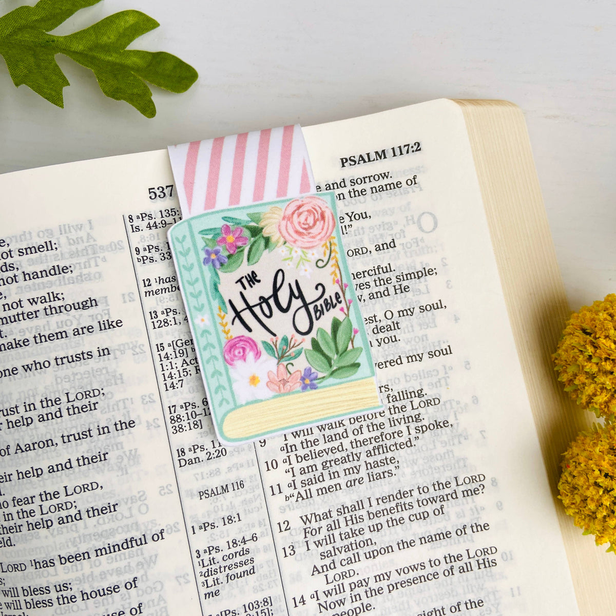 Holy Bible Floral Magnetic Bookmark