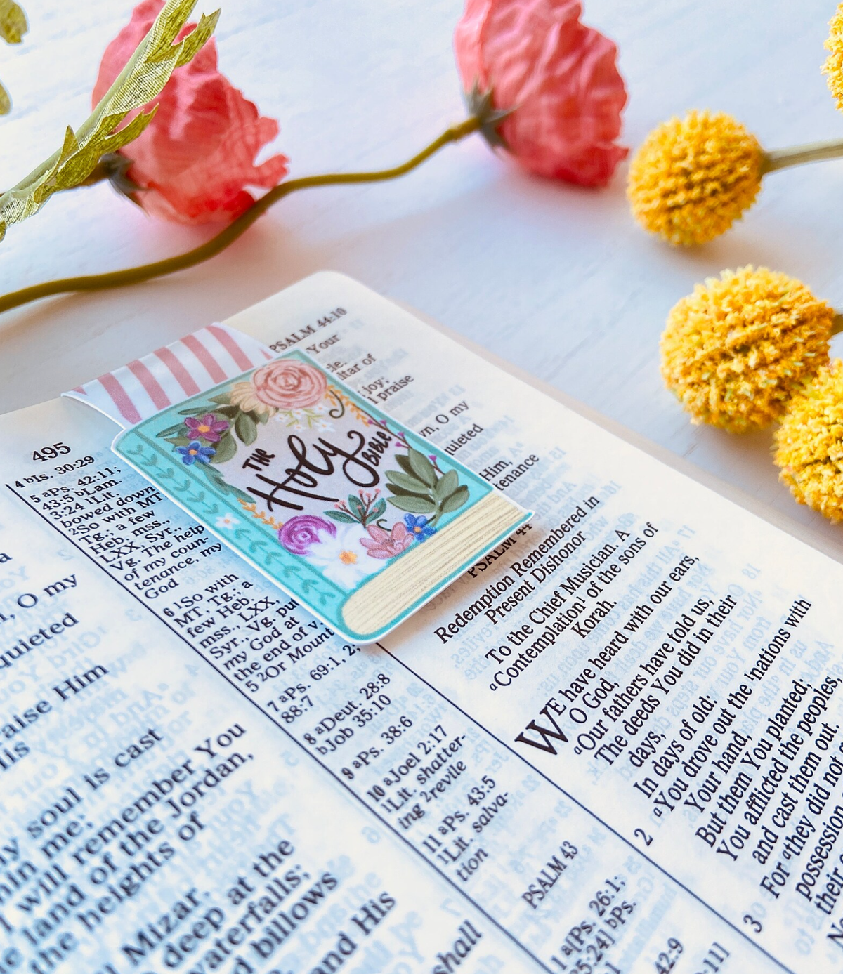 Holy Bible Floral Magnetic Bookmark