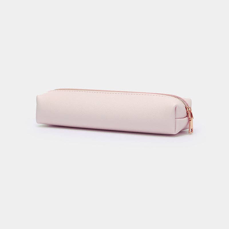Solid Color Slim Capacity Zipper Pencil Pouch
