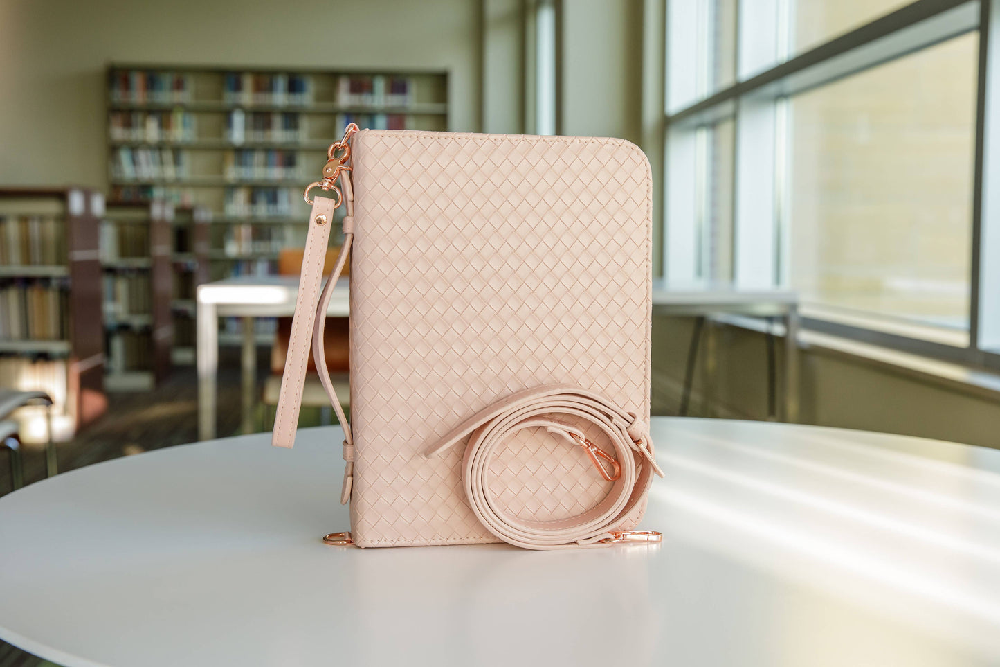 Blush Crossbody Weave Bible Case