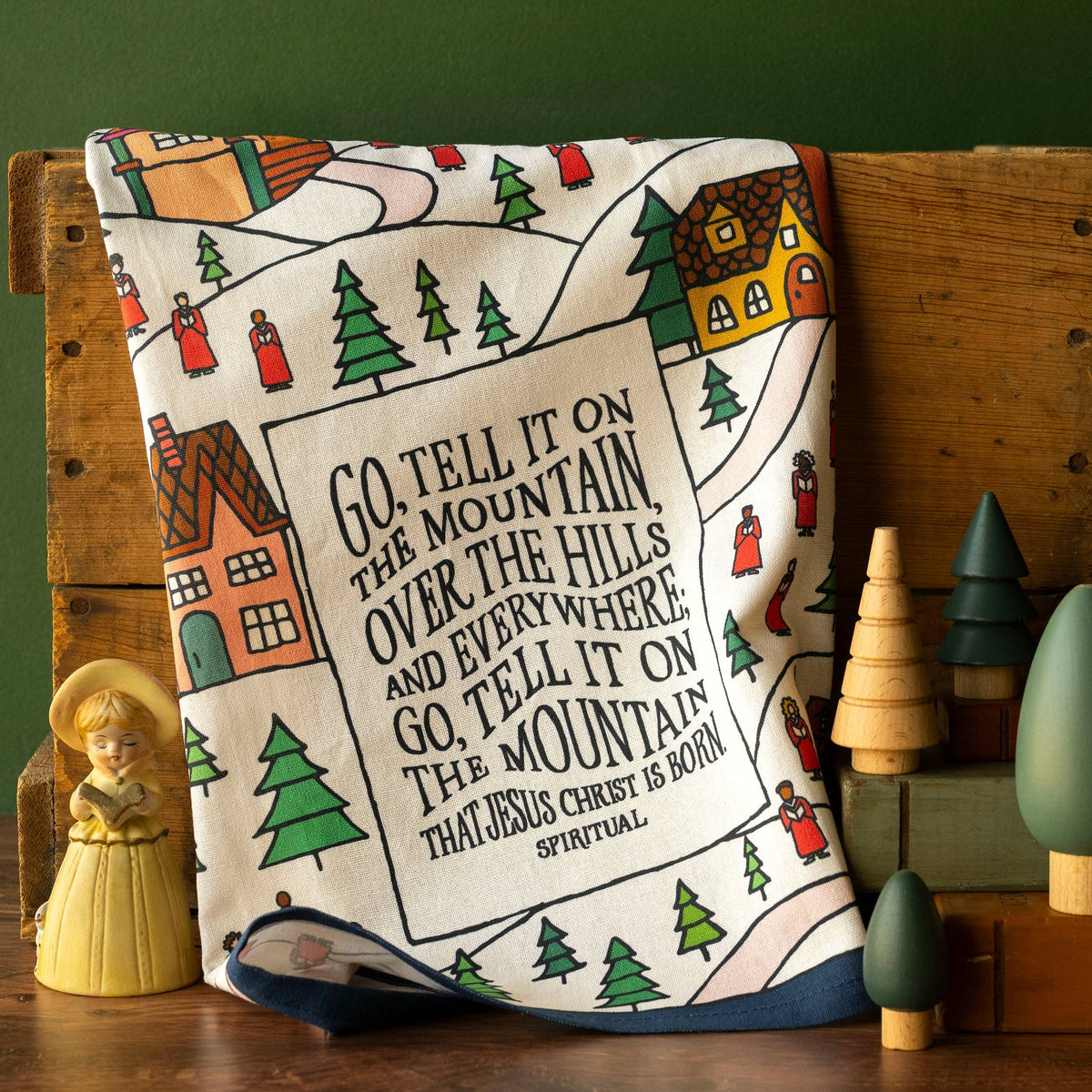 Go Tell It On The Mountain Christmas Tea Towel - Full Color