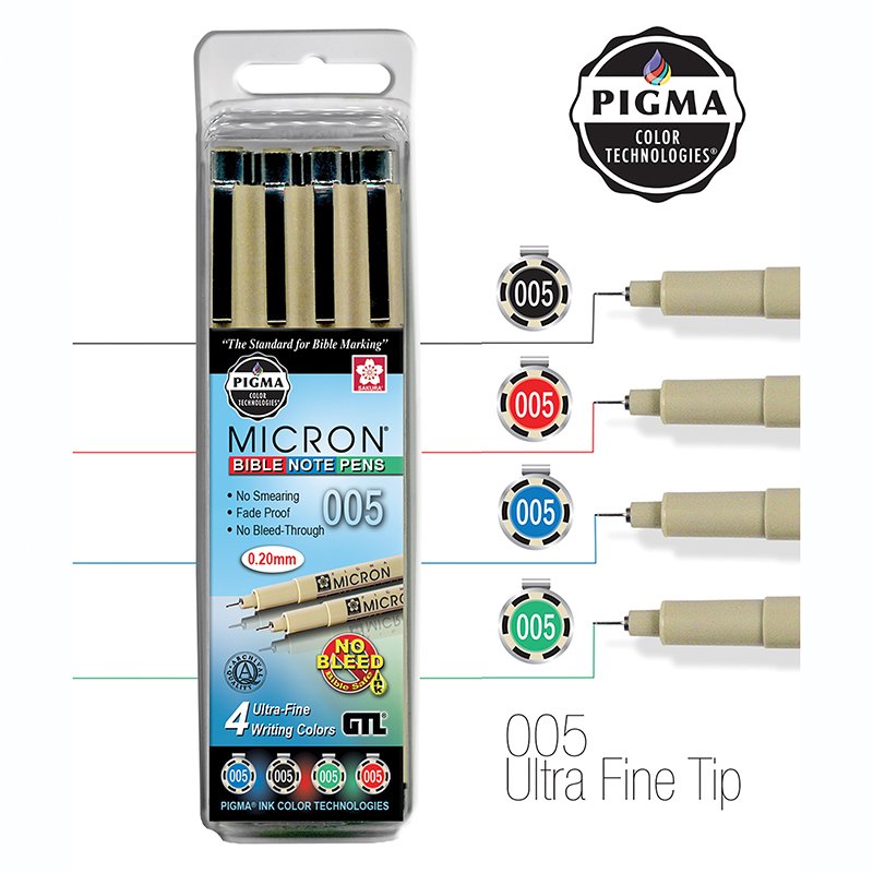 PIGMA Micron 005 Bible Note Pens, Set of 4