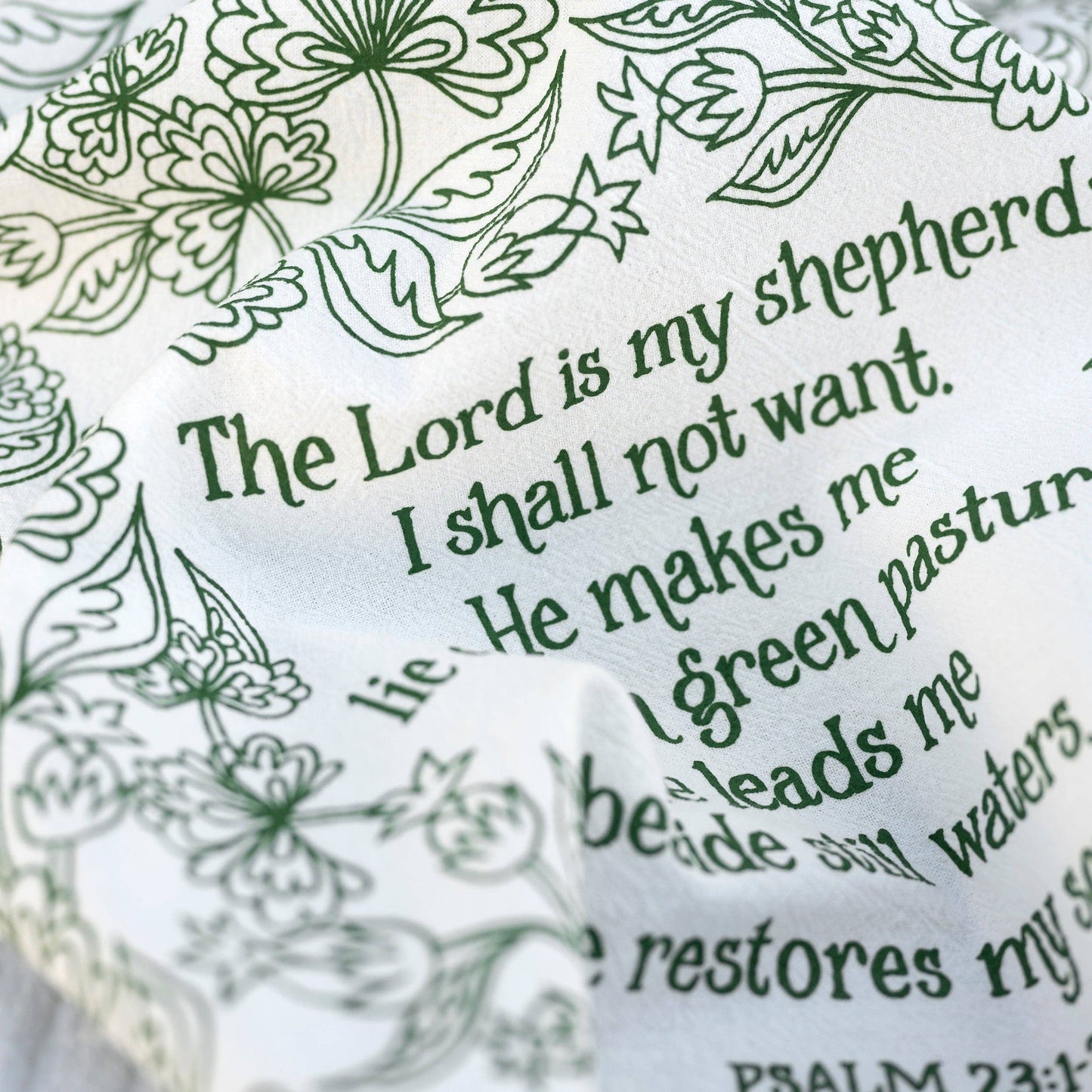 The Lord is My Shepherd Scripture Tea Towel — Psalm 23