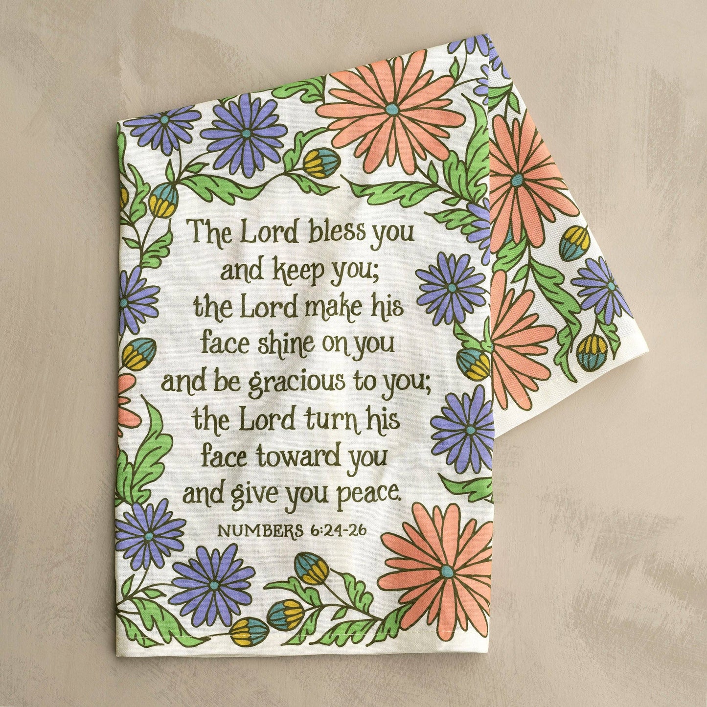 The Blessing Scripture Tea Towel - Full Color NIV - Wild Flower