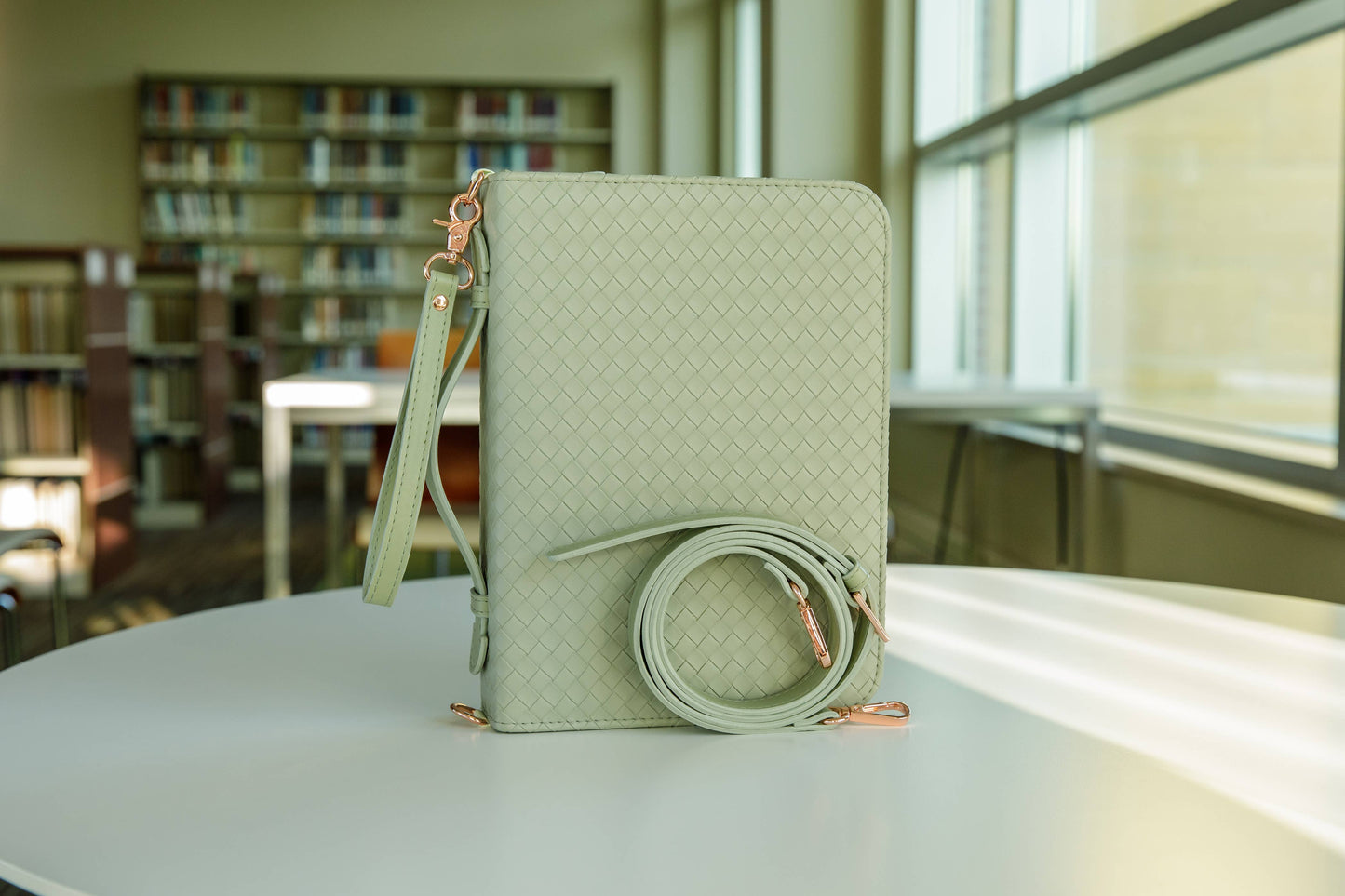 Sage Crossbody Weave Bible Case