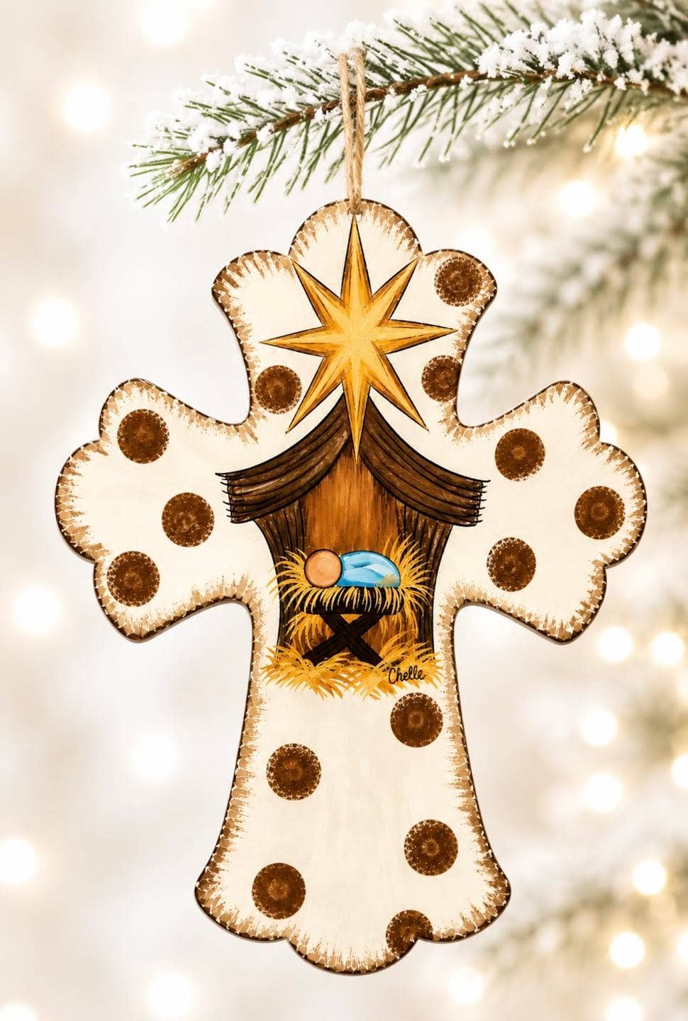 Nativity Cross Christmas Ornament