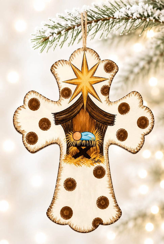 Nativity Cross Christmas Ornament