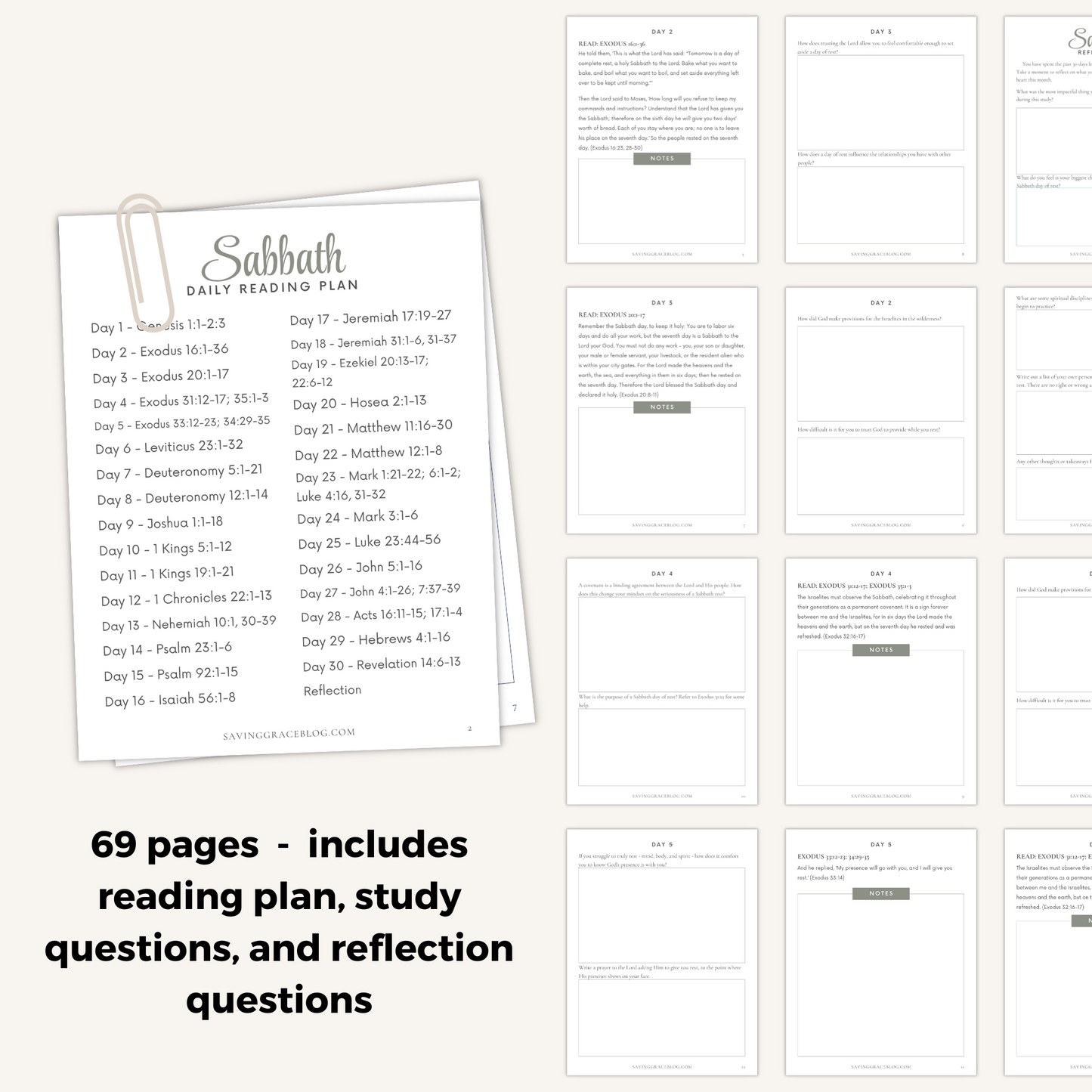 Sabbath 30-Day Bible Reading Plan + Workbook