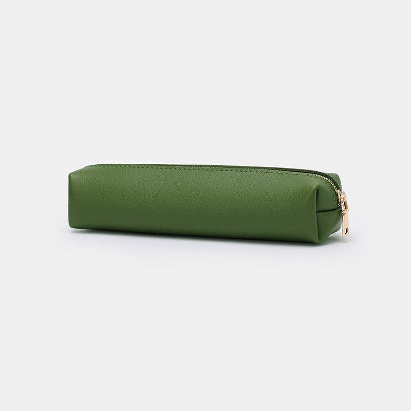Solid Color Slim Capacity Zipper Pencil Pouch