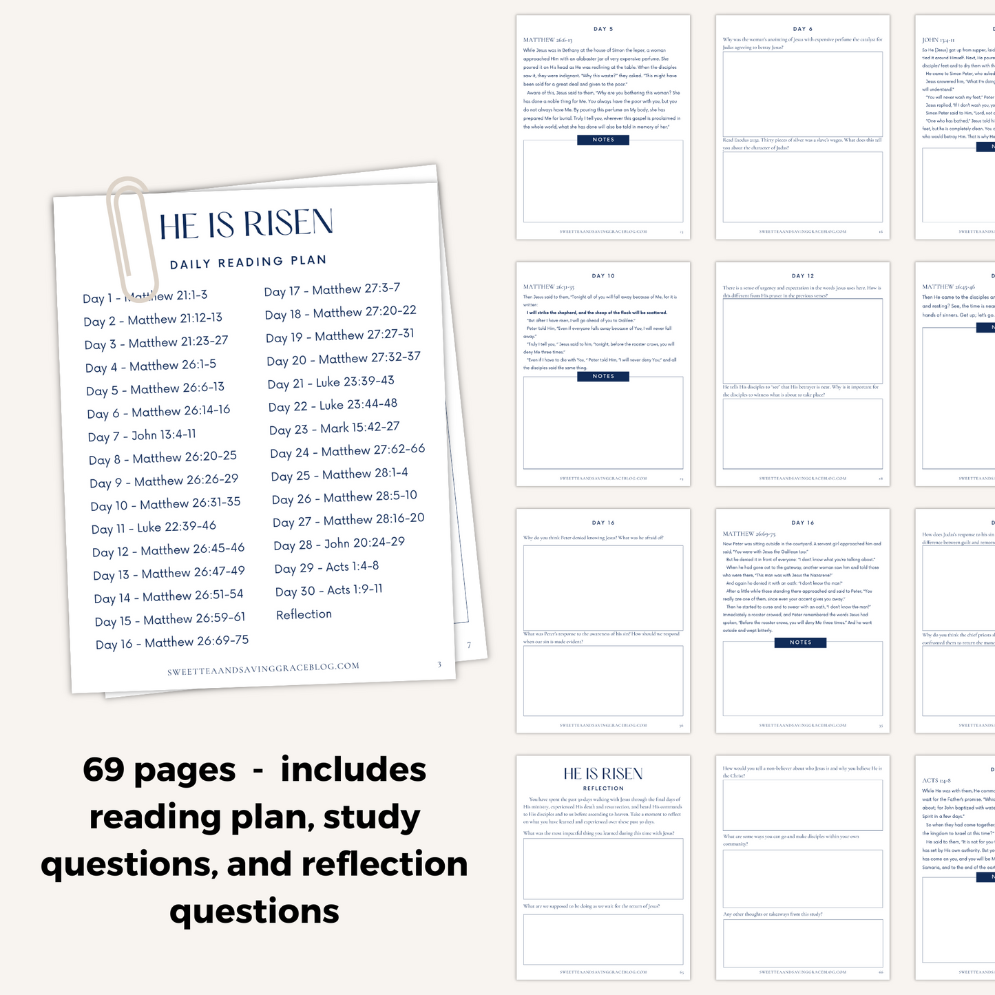 He Is Risen 30-Day Bible Reading Plan + Workbook