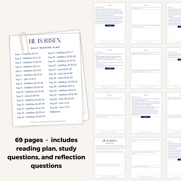 He Is Risen 30-Day Bible Reading Plan + Workbook