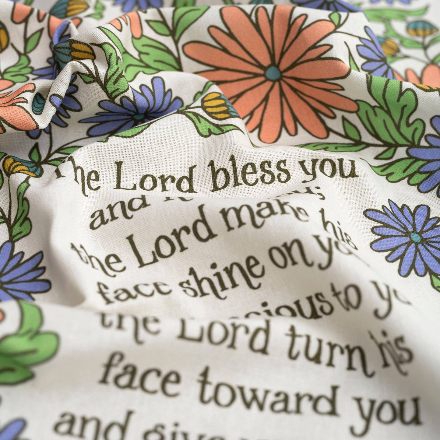 The Blessing Scripture Tea Towel - Full Color NIV - Wild Flower