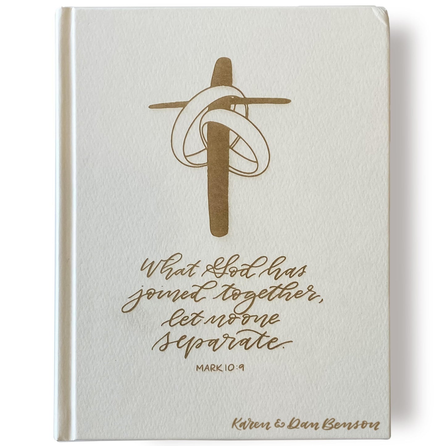 ESV Journaling Bible - White - Wedding Rings and Cross - Personalized