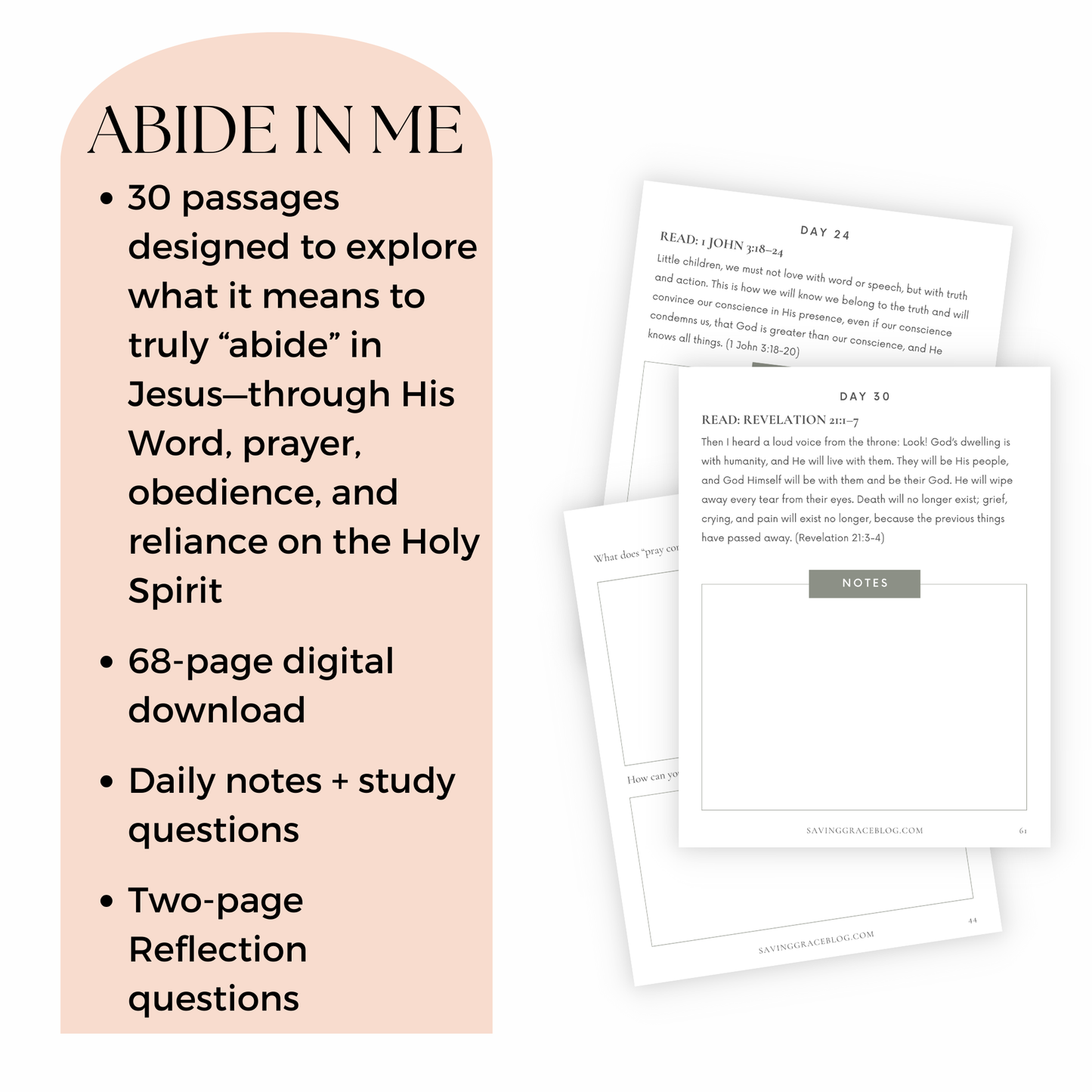 Abide in Me 30-Day Bible Reading Plan + Workbook