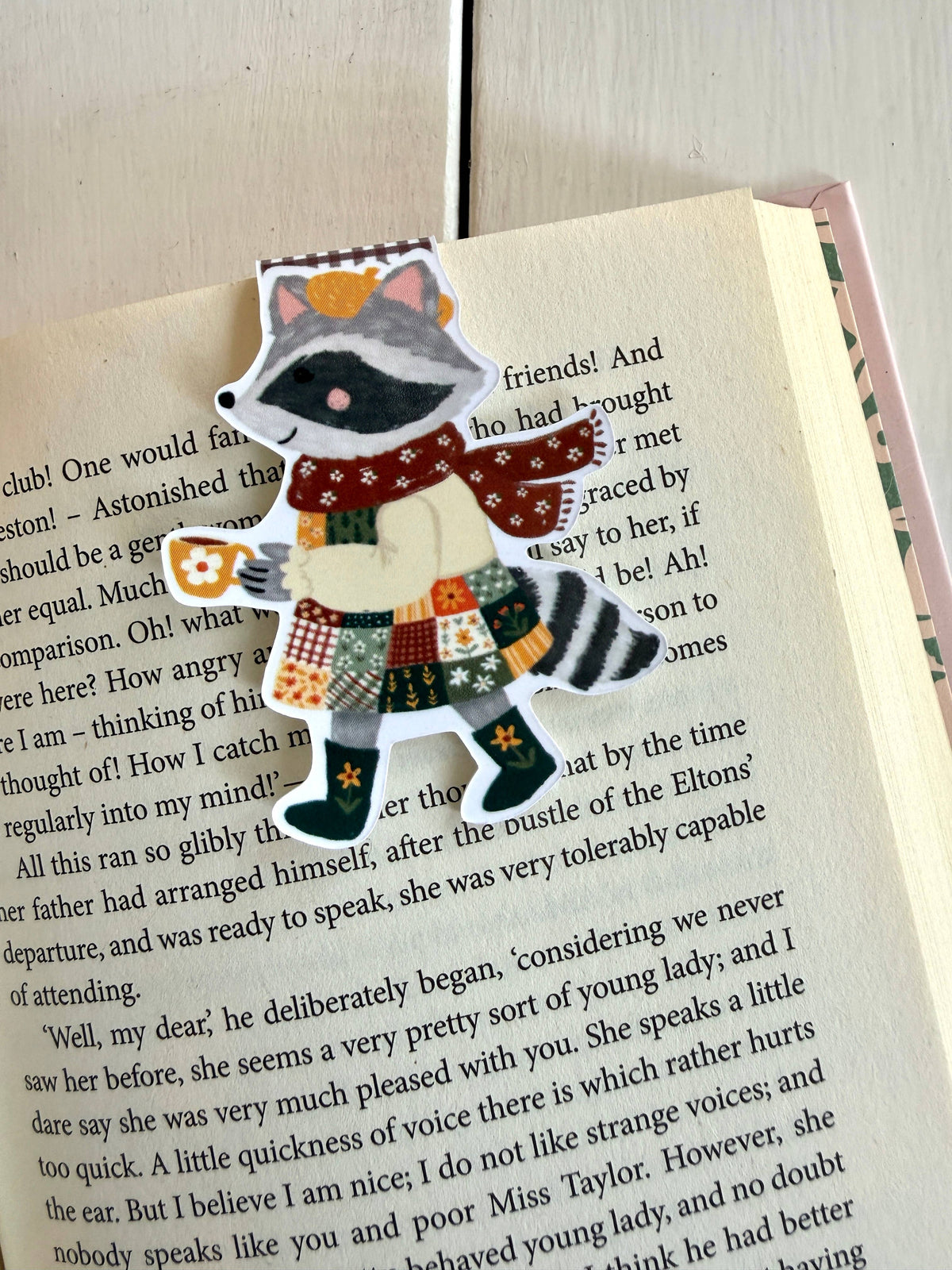 Fall Woodland Raccoon Magnetic Bookmark