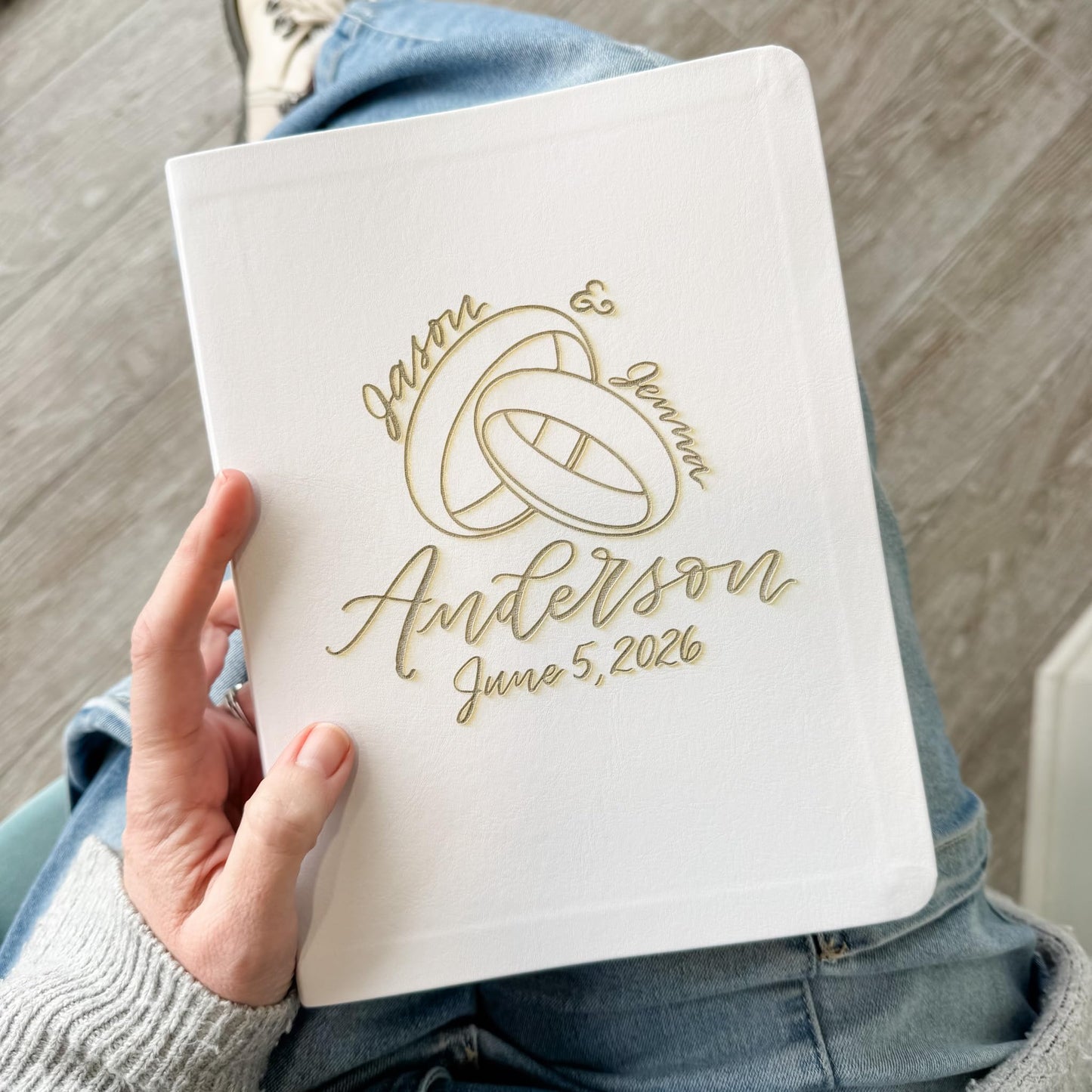 NLT Journaling Bible - White - Wedding Rings - Personalized