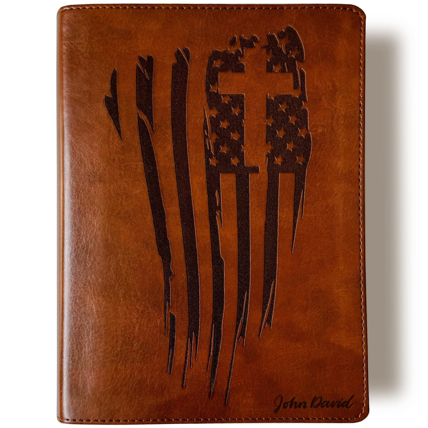 CSB He Reads Truth Bible - American Flag and Cross - Personalized
