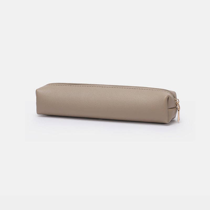 Solid Color Slim Capacity Zipper Pencil Pouch