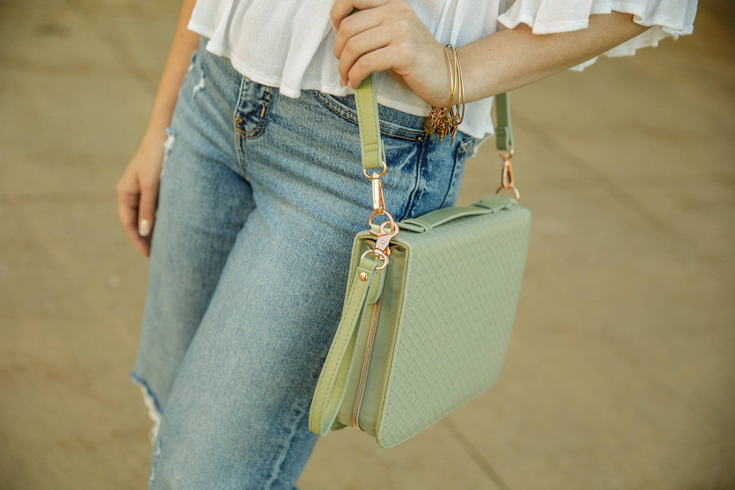 Sage Crossbody Weave Bible Case