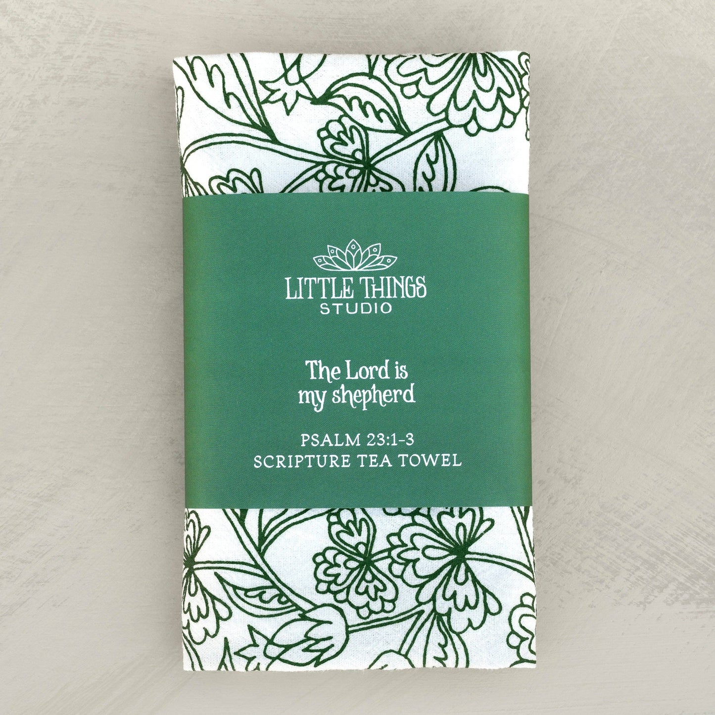 The Lord is My Shepherd Scripture Tea Towel — Psalm 23