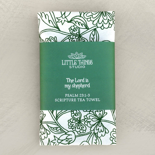 The Lord is My Shepherd Scripture Tea Towel — Psalm 23