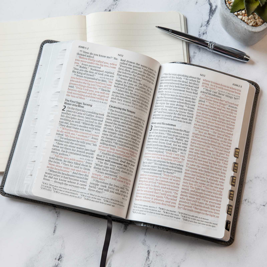 CSB Large Print Personal Size Reference Bible, Charcoal LeatherTouch, Indexed