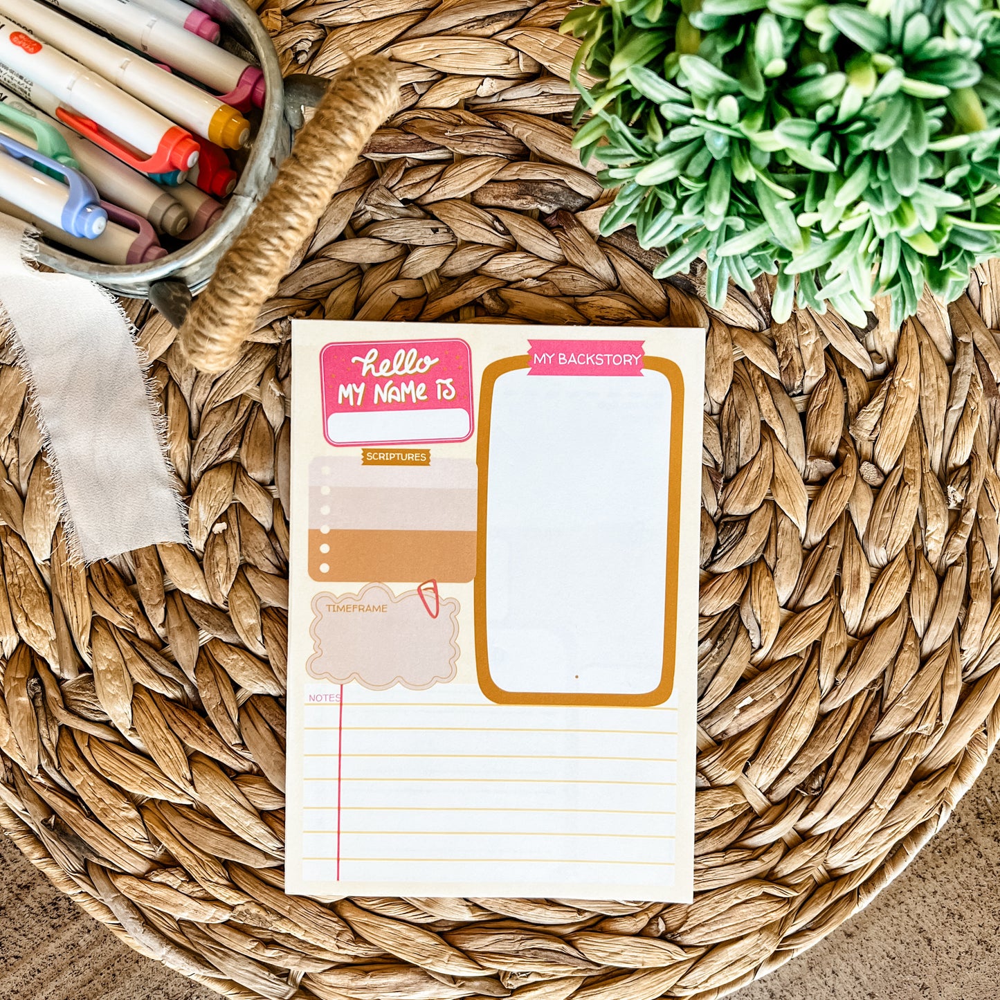 Boho Bible Character Study Double-Sided 5x7 Notepad