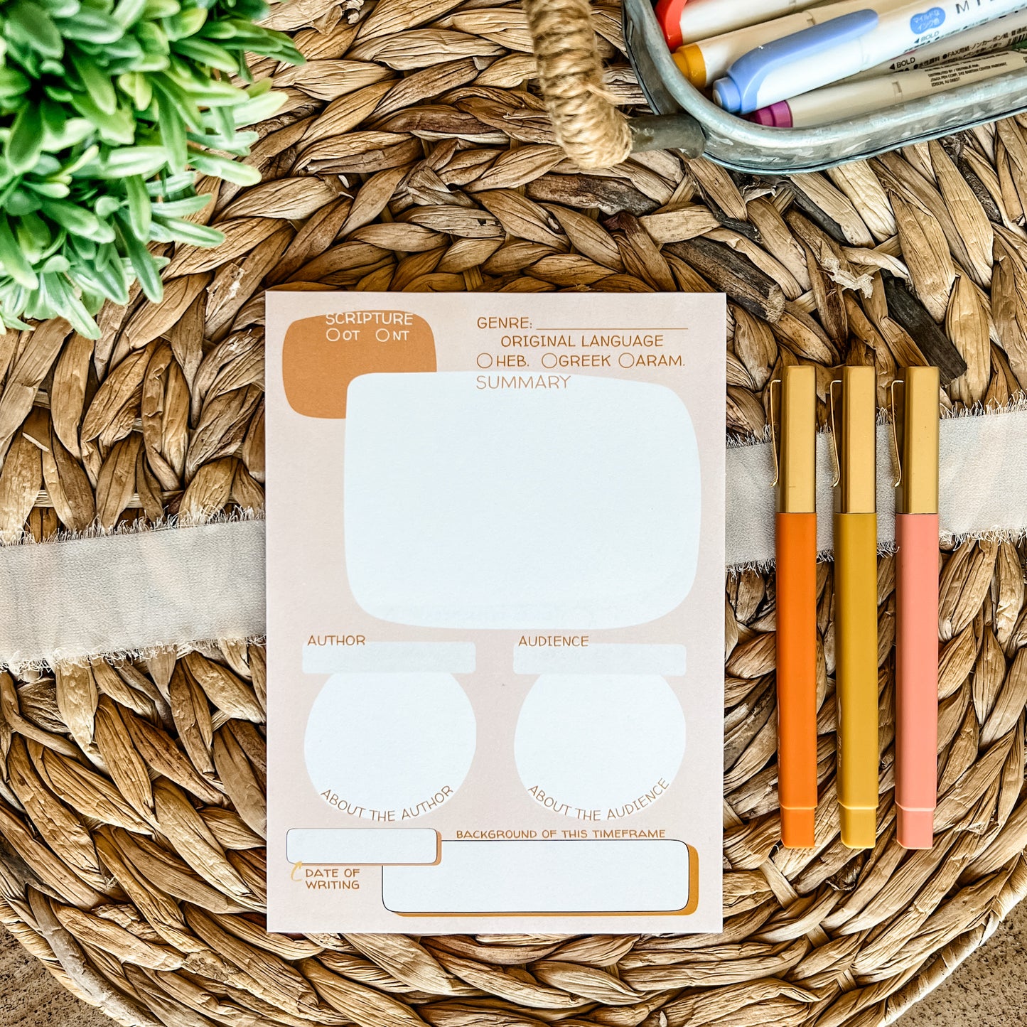 Boho Bible Study Double-Sided 5x7 Notepad