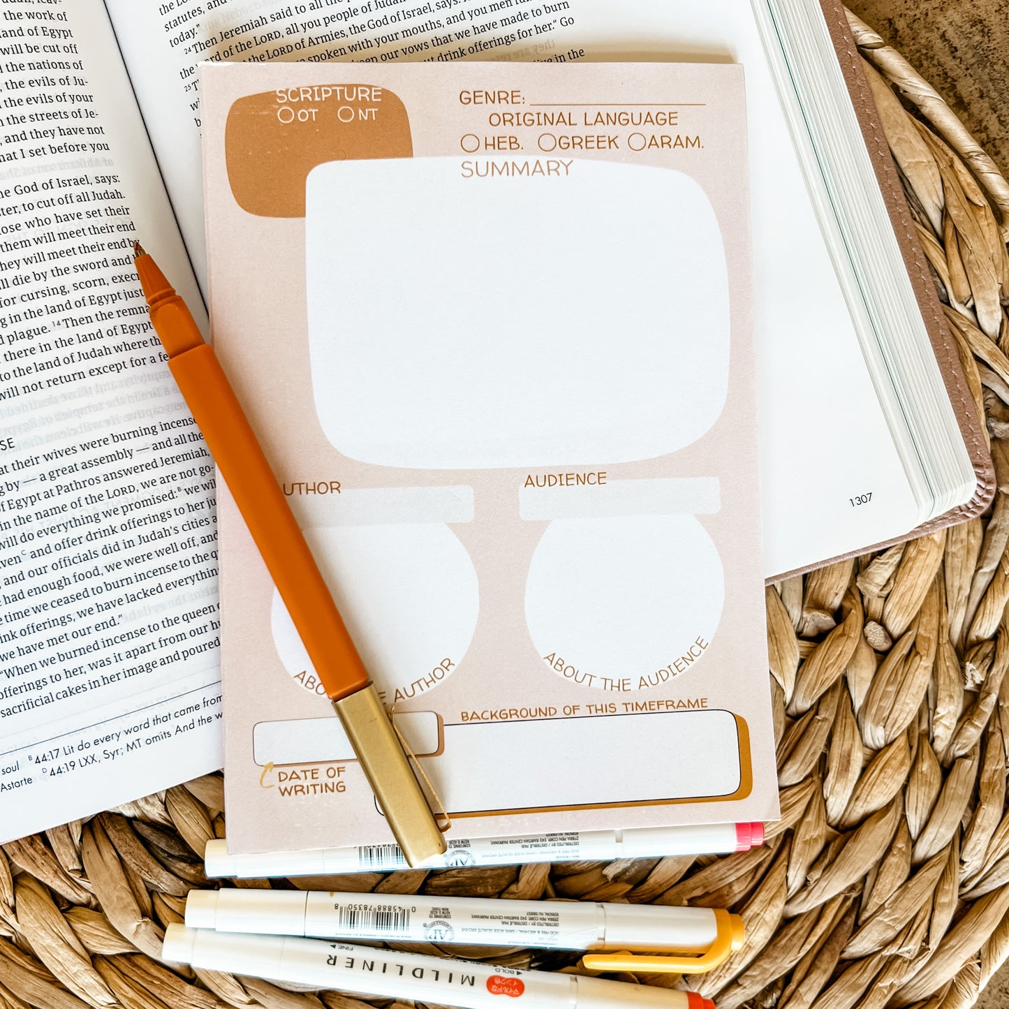 Boho Bible Study Double-Sided 5x7 Notepad