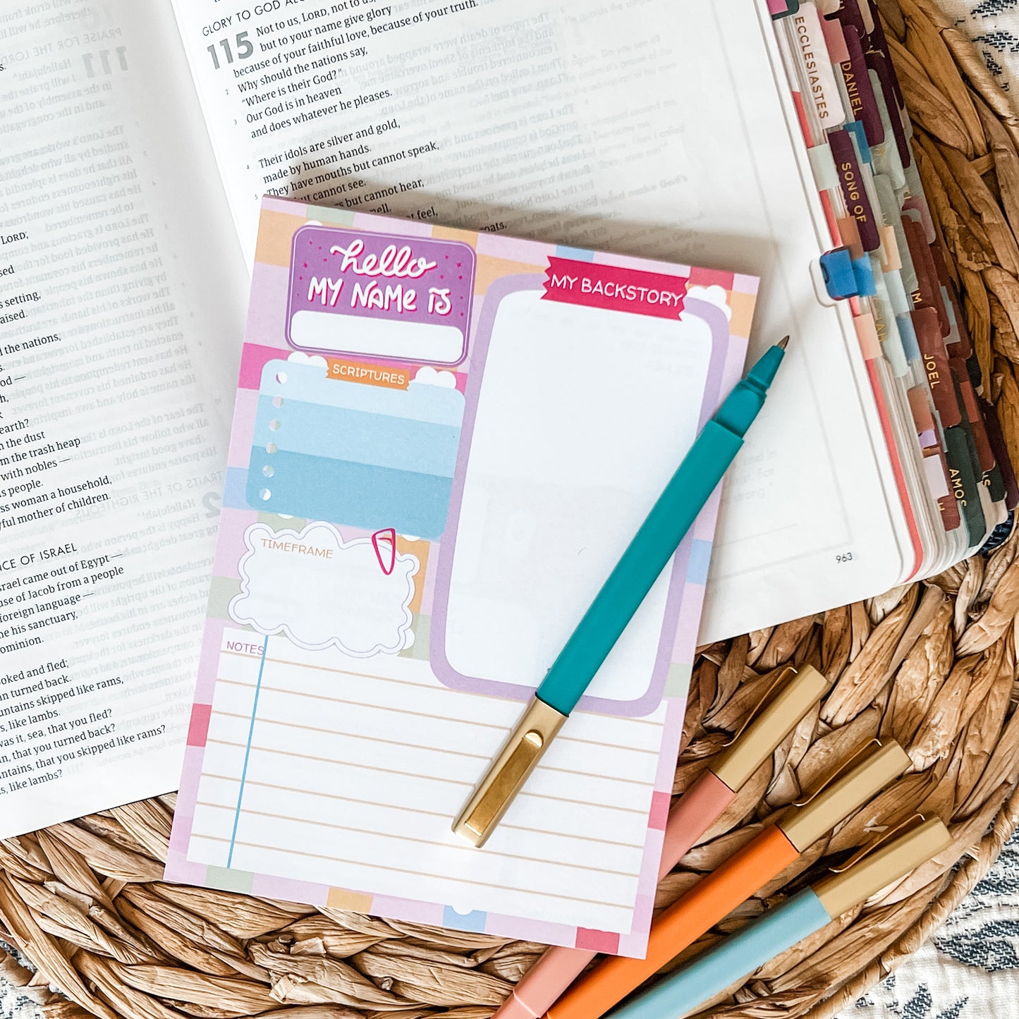 Bright Bible Character Study Double-Sided 5x7 Notepad