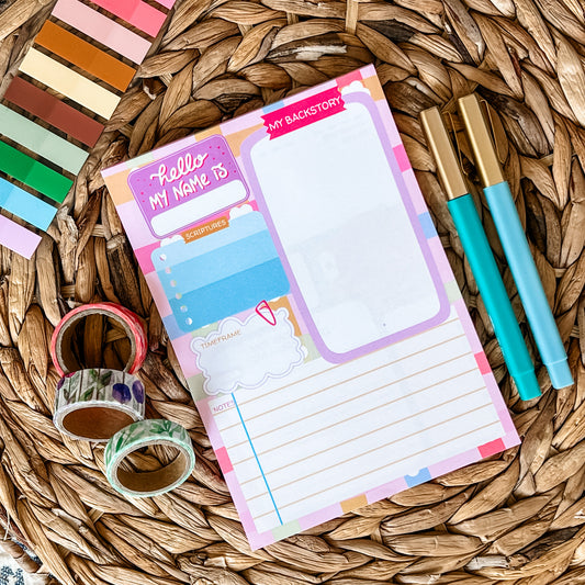 Bright Bible Character Study Double-Sided 5x7 Notepad