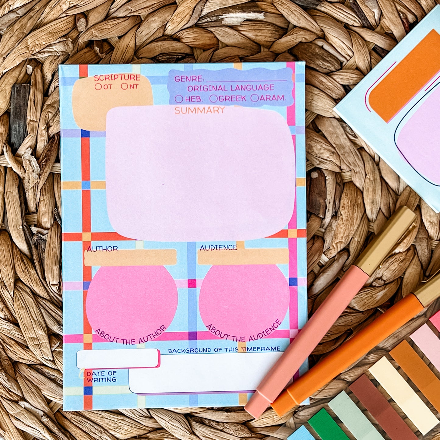 Bright Bible Study Double-Sided 5x7 Notepad