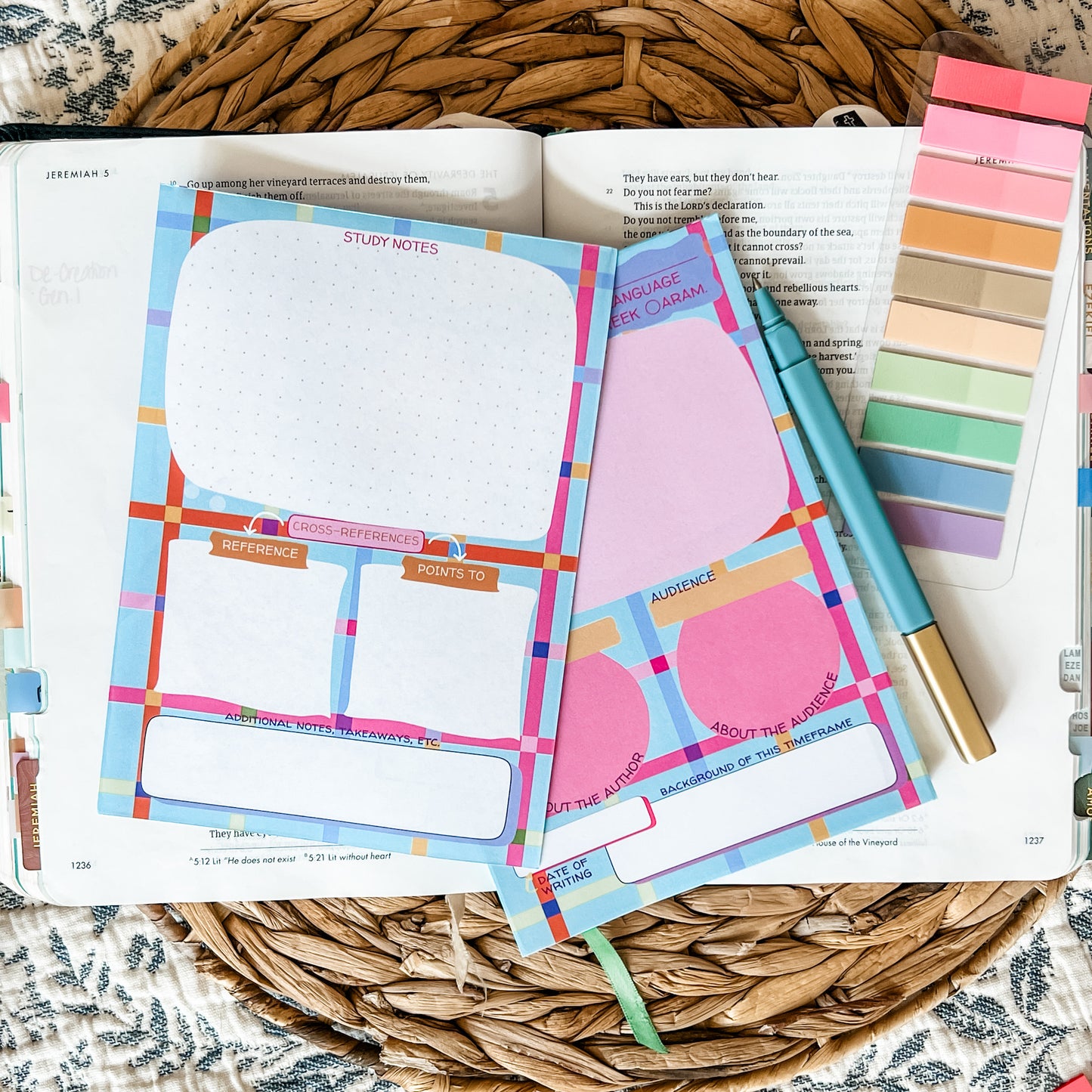 Bright Bible Study Double-Sided 5x7 Notepad