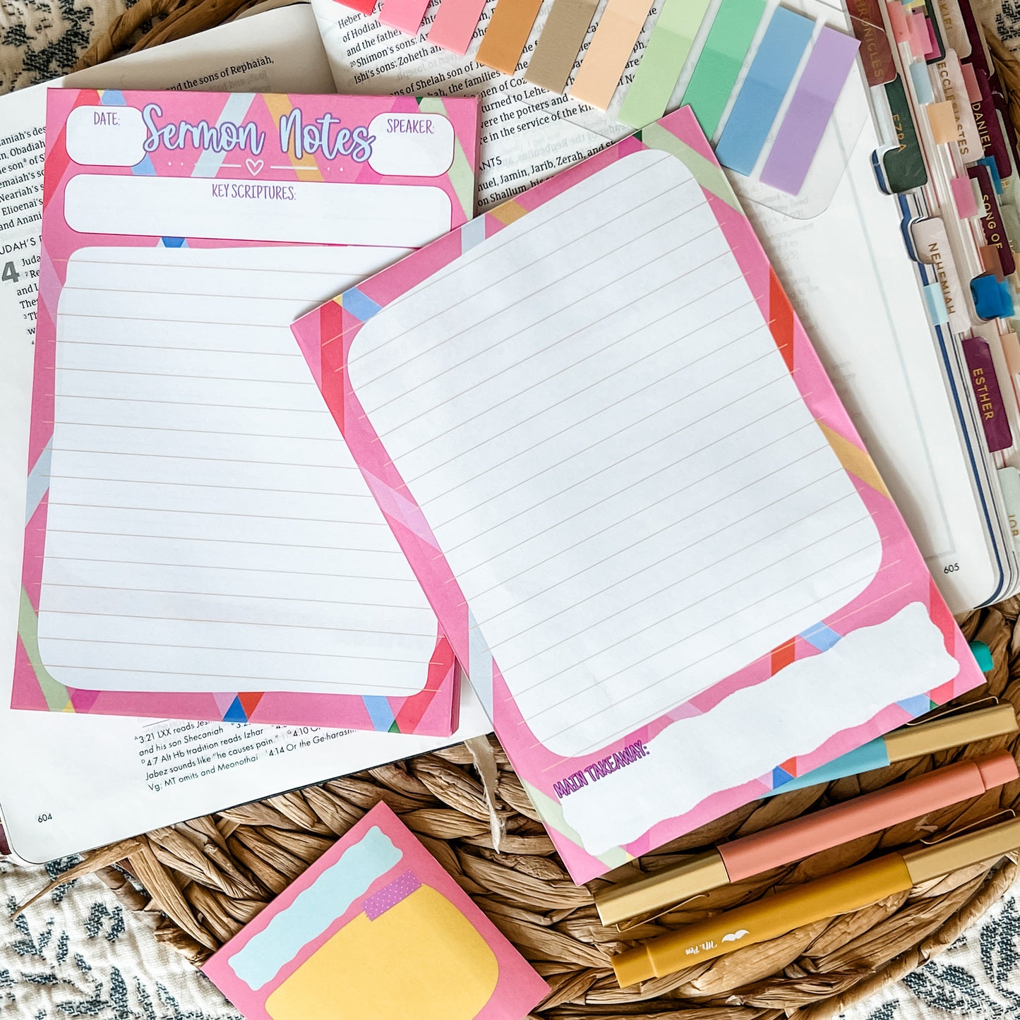 Bright Sermon Notes Double-Sided 5x7 Notepad