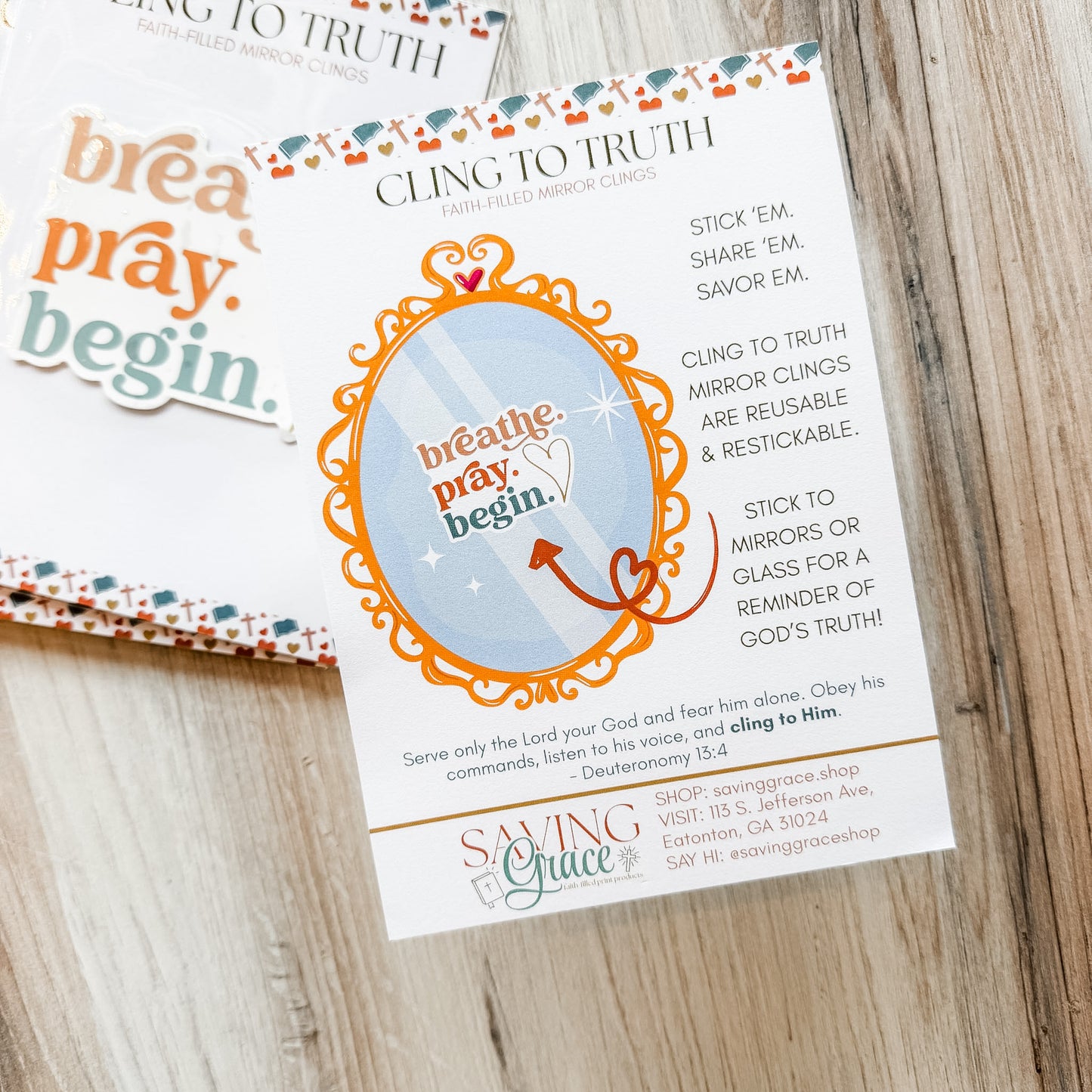 Breathe. Pray. Begin. Cling to Truth™️ Mirror Cling