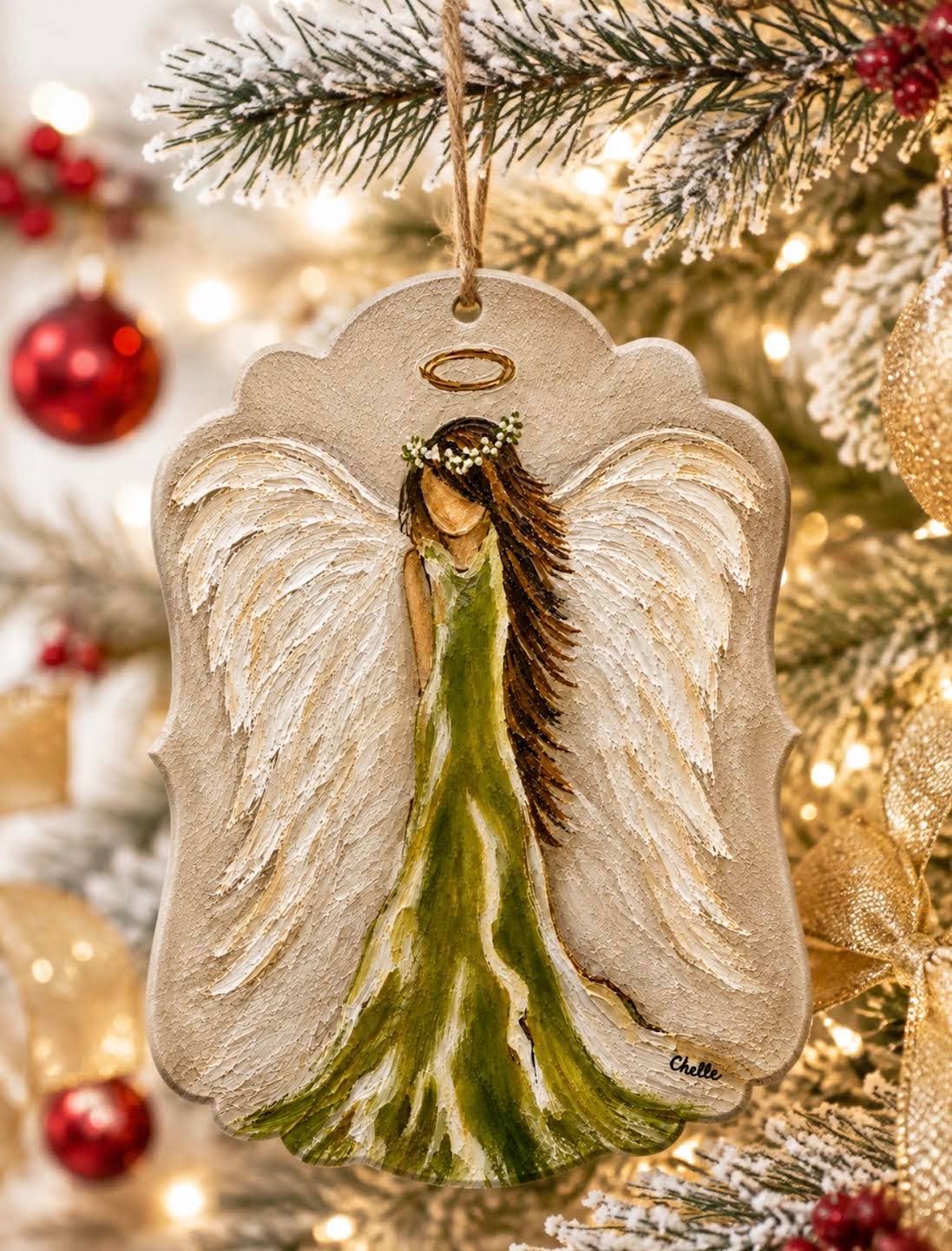 Angel in Green Christmas Ornament