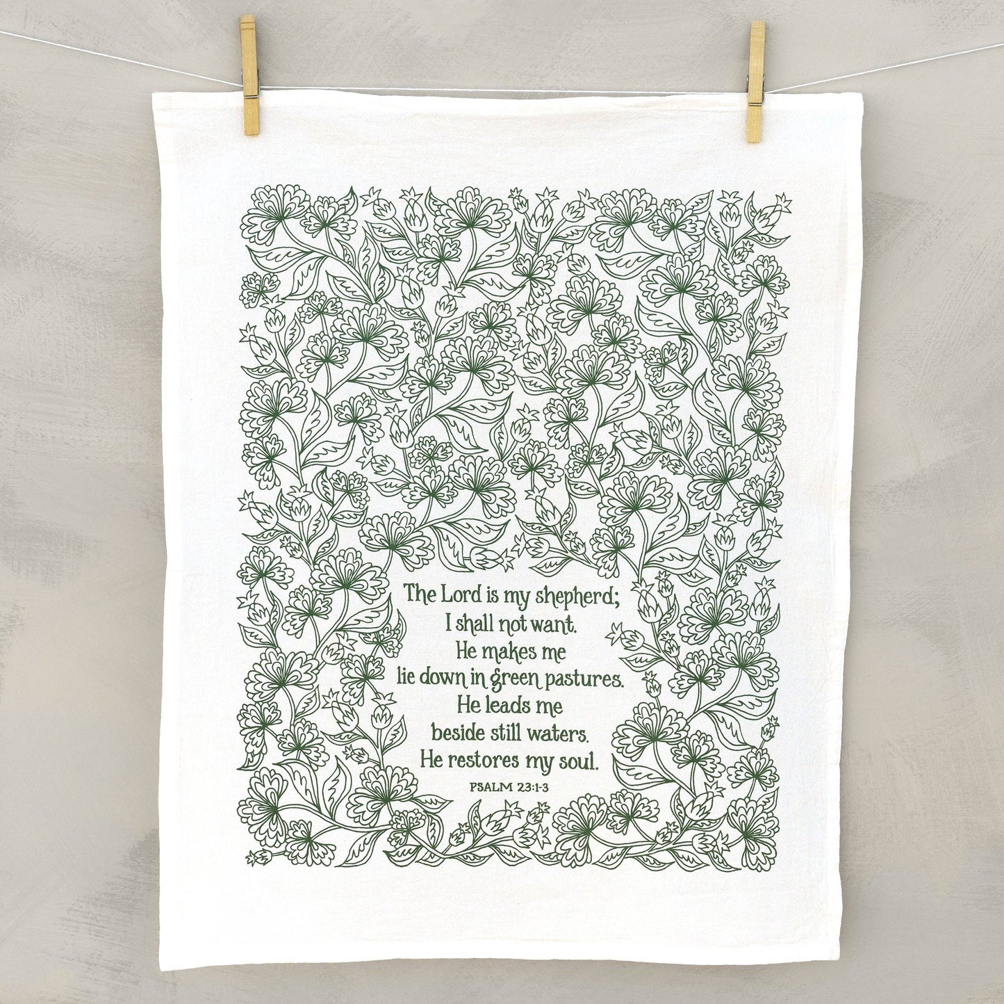 The Lord is My Shepherd Scripture Tea Towel — Psalm 23