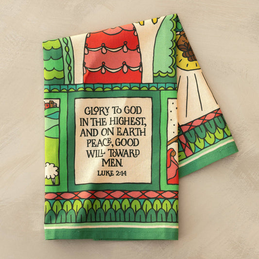 Glory To God Christmas Tea Towel - Full Color