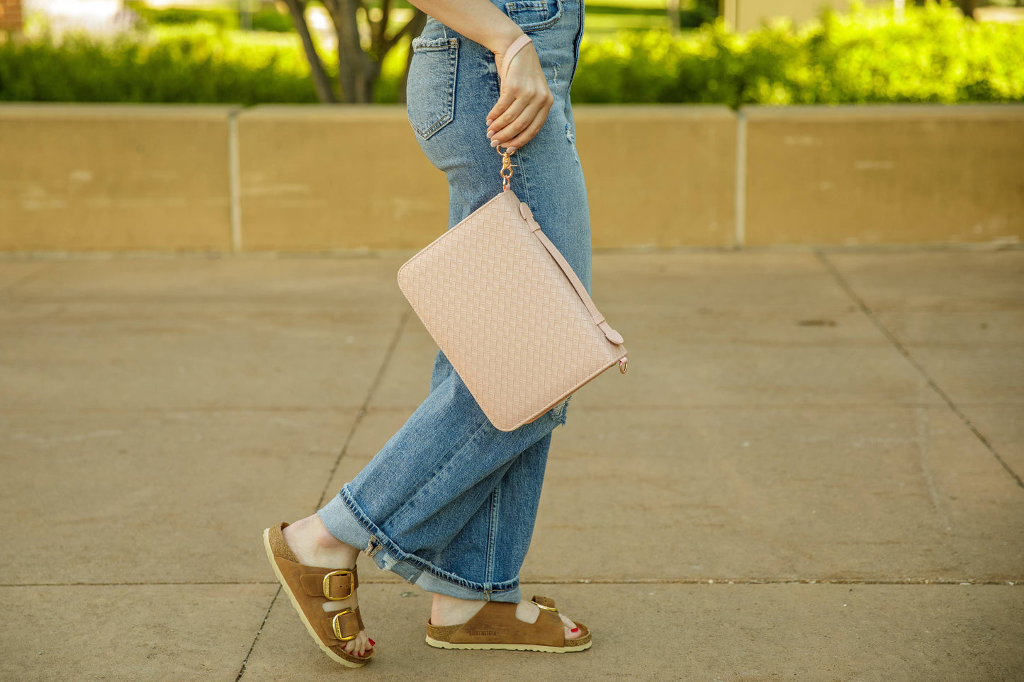 Blush Crossbody Weave Bible Case