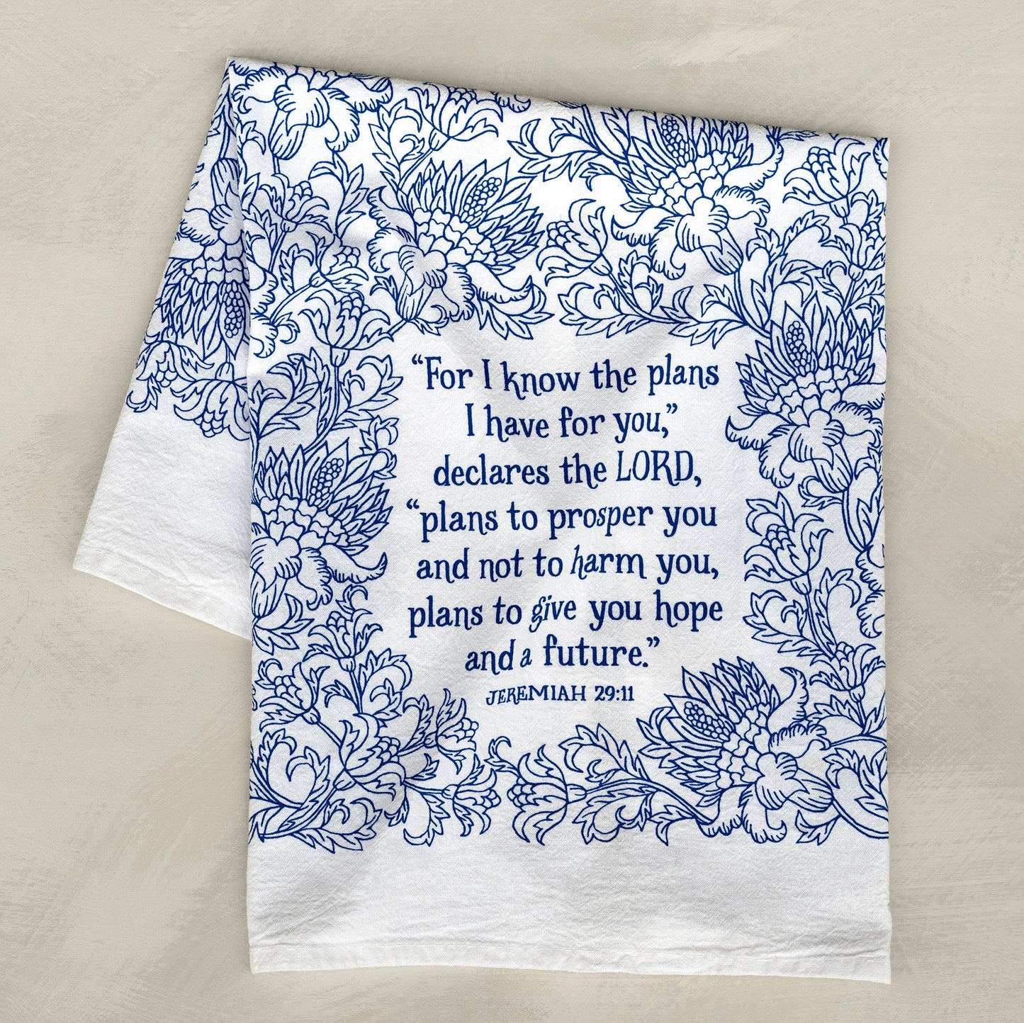 For I Know the Plans Scripture Tea Towel — Jeremiah 29