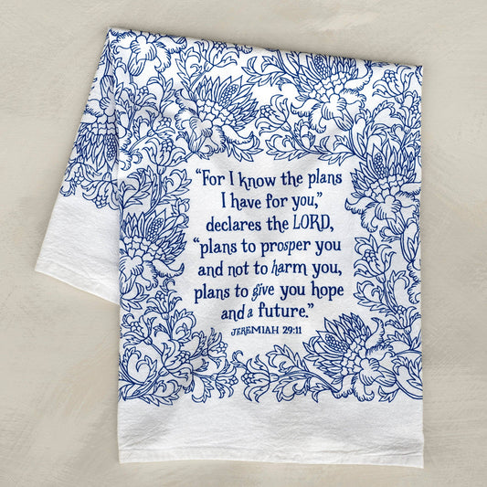 For I Know the Plans Scripture Tea Towel — Jeremiah 29