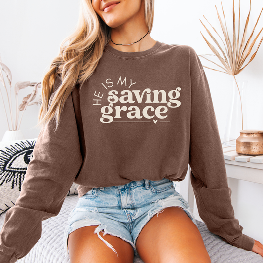 PREORDER He is My Saving Grace Espresso Tee